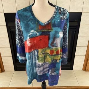 Ali Miles V-Neck, 3/4 Sleeve Top, Women’s Sz PM